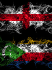 Flag of England, English and Comoros, Comorian countries with smoky effect