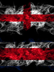 Flag of England, English and Costa Rica countries with smoky effect