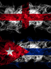 Flag of England, English and Cuba, Cuban countries with smoky effect