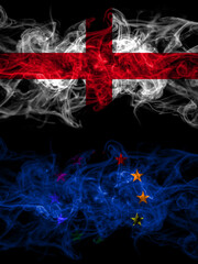 Flag of England, English and Europe, European, Gay countries with smoky effect