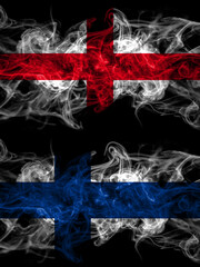 Flag of England, English and Finland, Finnish countries with smoky effect