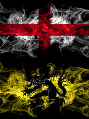 Flag of England, English and Flanders, Flemish countries with smoky effect