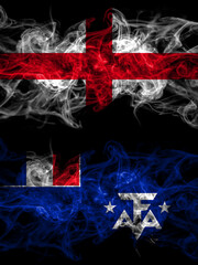 Flag of England, English and France, French Southern and Antarctic Lands countries with smoky effect