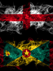 Flag of England, English and Grenada countries with smoky effect