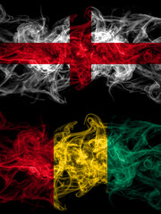 Flag of England, English and Guinea countries with smoky effect
