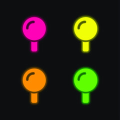 Black Golf Ball four color glowing neon vector icon