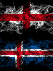 Flag of England, English and Iceland, Icelandic countries with smoky effect