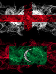 Flag of England, English and Maldives, Maldivian countries with smoky effect