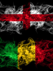 Flag of England, English and Mali countries with smoky effect