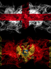 Flag of England, English and Montenegro, Montenegrin countries with smoky effect