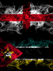 Flag of England, English and Mozambique, Mozambican countries with smoky effect