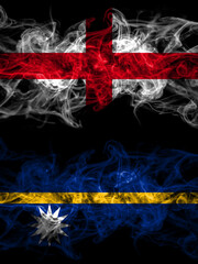 Flag of England, English and Nauru, Nauruan countries with smoky effect