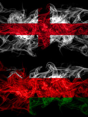 Flag of England, English and Oman countries with smoky effect