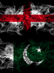 Flag of England, English and Pakistan, Pakistani countries with smoky effect