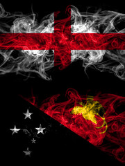 Flag of England, English and Papua New Guinea countries with smoky effect
