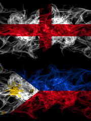 Flag of England, English and Philipines countries with smoky effect