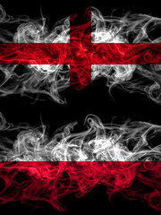 Flag of England, English and Poland, Polish, Pole countries with smoky effect