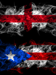 Flag of England, English and Puerto Rico countries with smoky effect