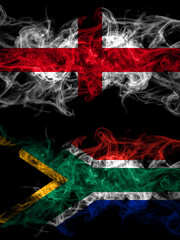 Flag of England, English and South Africa, African countries with smoky effect