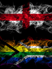 Flag of England, English and South Africa, African, gay  countries with smoky effect