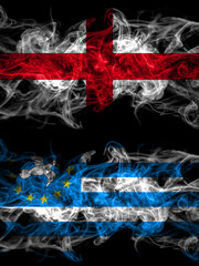 Flag of England, English and South Cameroon countries with smoky effect