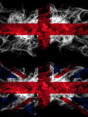 Flag of England, English and United Kingdom, Great Britain, British countries with smoky effect