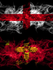Flag of England, English and United States of America, America, US, USA, American, Albuquerque, New Mexico countries with smoky effect