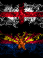 Flag of England, English and United States of America, America, US, USA, American, Arizona, Arizonan countries with smoky effect