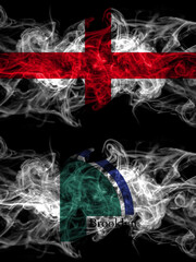 Flag of England, English and United States of America, America, US, USA, American, Brooklyn Park, Minnesota countries with smoky effect