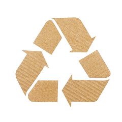 Cardboard recycling symbol isolated on white