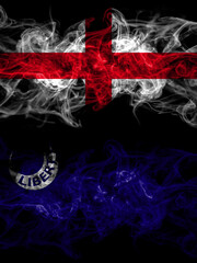Flag of England, English and United States of America, America, US, USA, American, Fort Moultrie, South Carolina countries with smoky effect