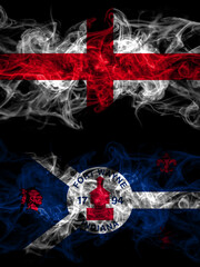Flag of England, English and United States of America, America, US, USA, American, Fort Wayne, Indiana countries with smoky effect