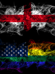 Flag of England, English and United States of America, America, US, USA, American, gay  countries with smoky effect