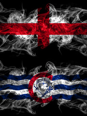 Flag of England, English and United States of America, America, US, USA, American, Cincinnati, Ohio countries with smoky effect