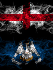 Flag of England, English and United States of America, America, US, USA, American, Louisiana countries with smoky effect