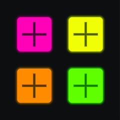 Obraz premium Add four color glowing neon vector icon
