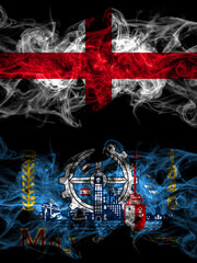 Flag of England, English and United States of America, America, US, USA, American, Milwaukee, Wisconsin countries with smoky effect