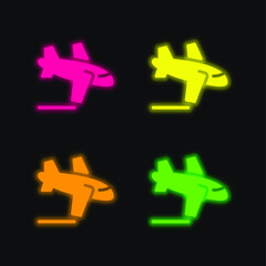 Obraz premium Arrivals four color glowing neon vector icon