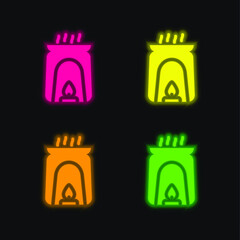 Aromatherapy four color glowing neon vector icon
