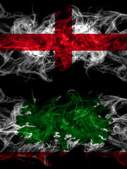 Flag of England, English and United States of America, America, US, USA, American, Woodland, California countries with smoky effect