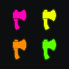 Axe four color glowing neon vector icon