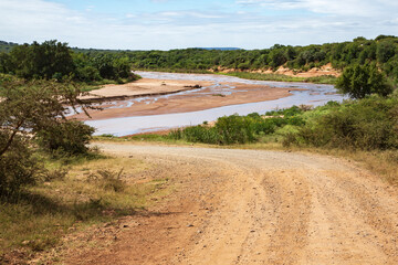 Dirt road approaching Ngwavuma River in Eswatini, Swaziland