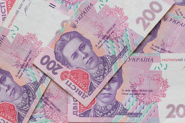 Ukrainian paper money. Money signs. Business. 