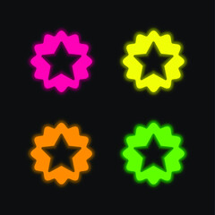 Award four color glowing neon vector icon