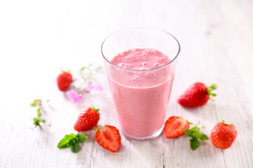 strawberry smoothie- glass of fruit juice