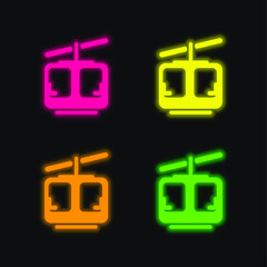 Aerial Lift four color glowing neon vector icon