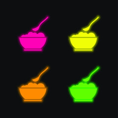 Baby Food four color glowing neon vector icon