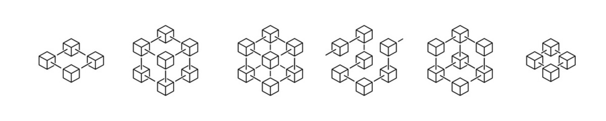 blockchain icon. crypto currency block chain logo icon isolated vector white background