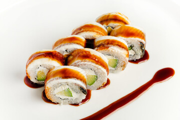 japanese sushi on the white