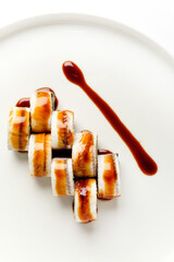 japanese sushi on the white